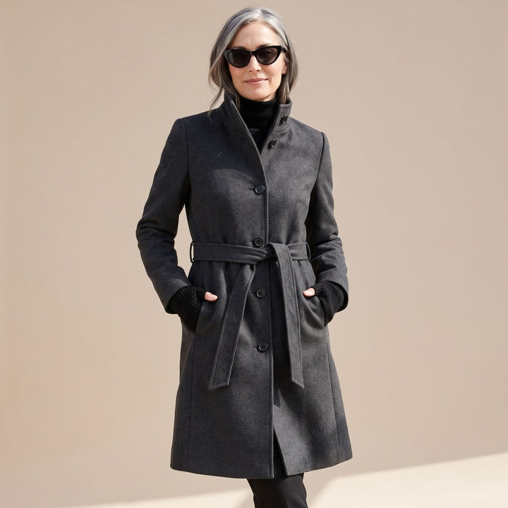 Tessa | Women's Double-Breasted Button Wool Winter Coat with Stand Collar Tailored