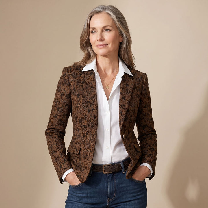 Lieke | Women's Tailored Jacquard Blazer with Floral Pattern