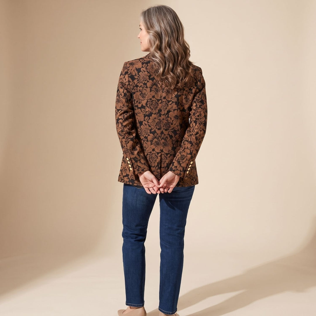 Lieke | Women's Tailored Jacquard Blazer with Floral Pattern