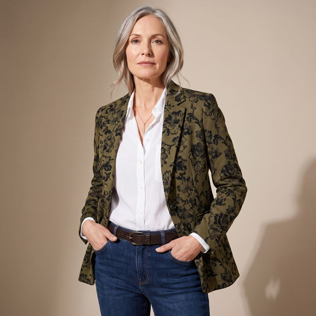 Lieke | Women's Tailored Jacquard Blazer with Floral Pattern