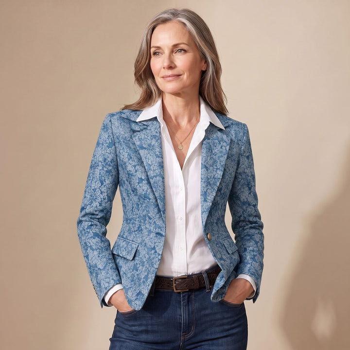 Lieke | Women's Tailored Jacquard Blazer with Floral Pattern