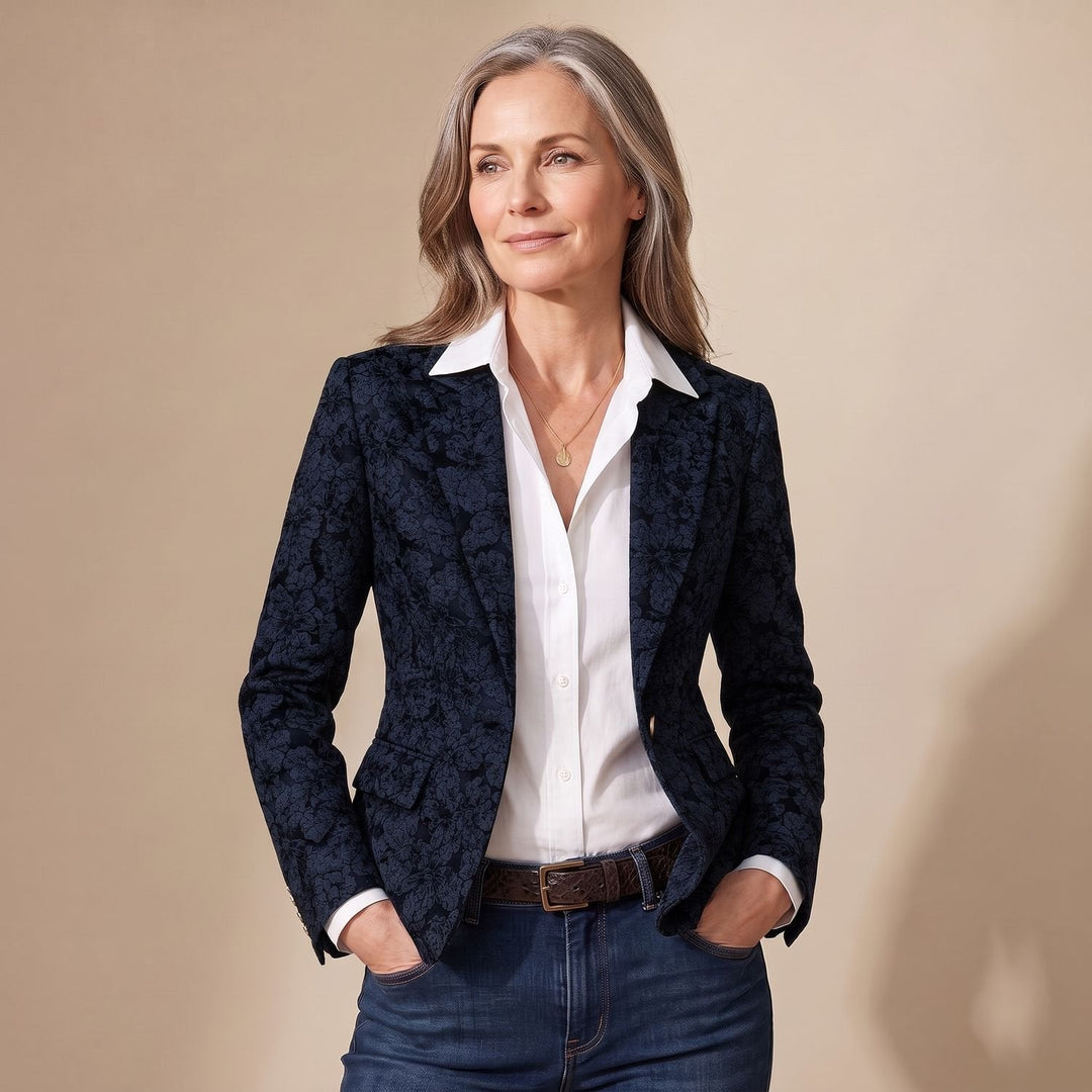 Lieke | Women's Tailored Jacquard Blazer with Floral Pattern