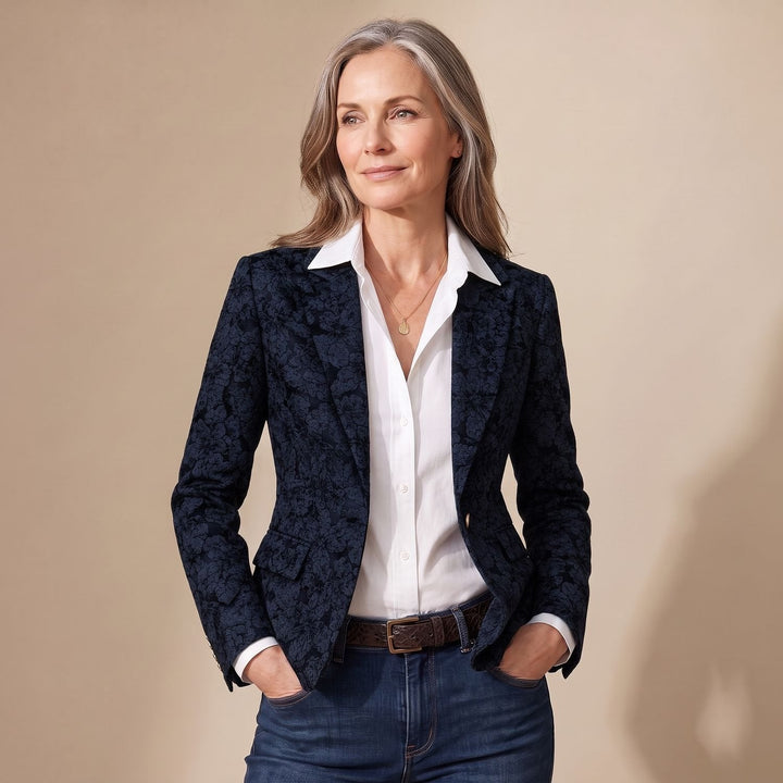 Lieke | Women's Tailored Jacquard Blazer with Floral Pattern