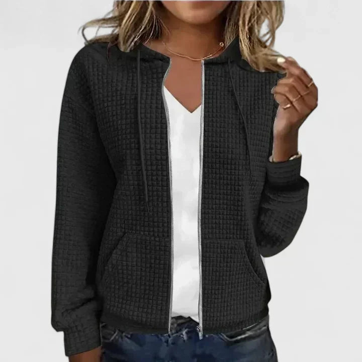 Ladies Lightweight Waffle Vest with Hood and Pockets