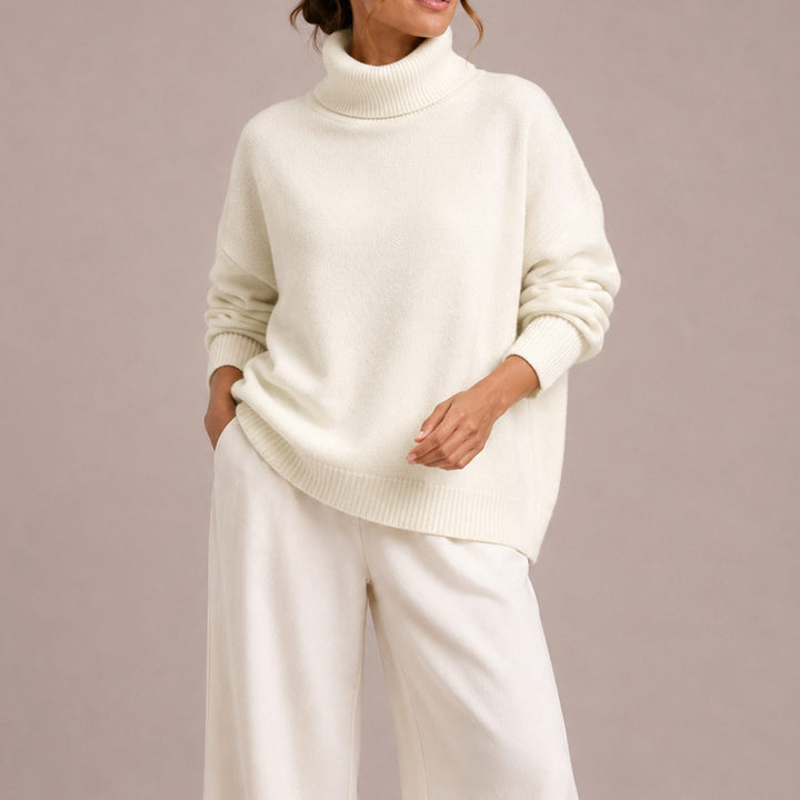 Fleur | Women's Oversized Turtleneck Relaxed Fit Knit Sweater