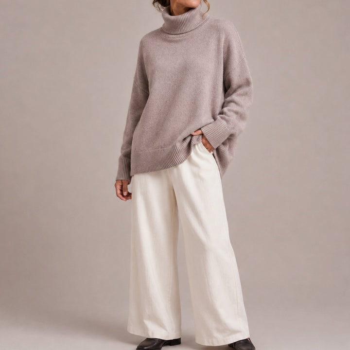 Fleur | Women's Oversized Turtleneck Relaxed Fit Knit Sweater