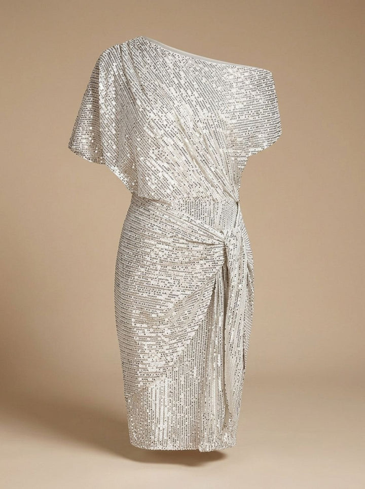 Lieke | Ladies Sequin Party Dress Figure-Flattering Off-Shoulder Midi