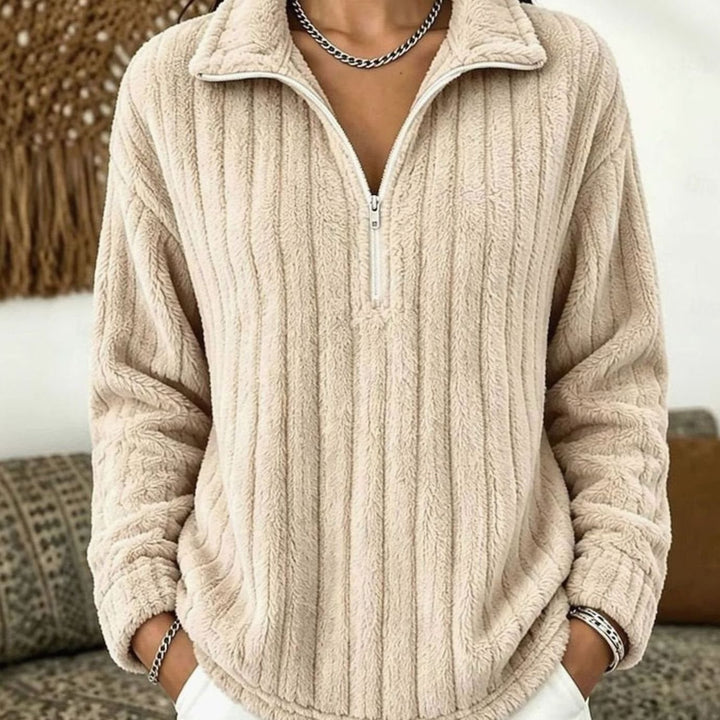 Anna | Women's Plush Ribbed Fleece Quarter-Zip Pullover