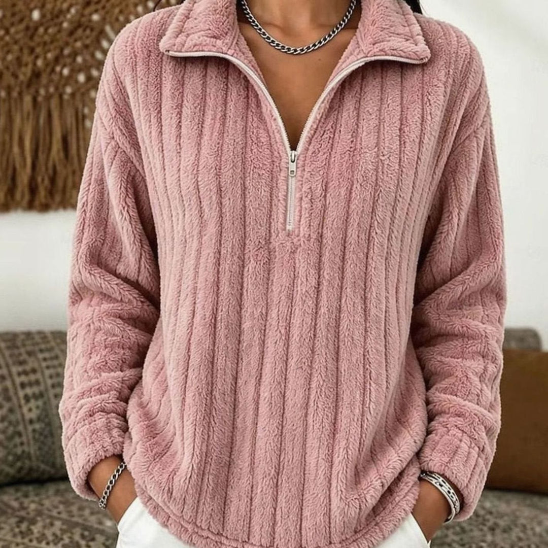 Anna | Women's Plush Ribbed Fleece Quarter-Zip Pullover