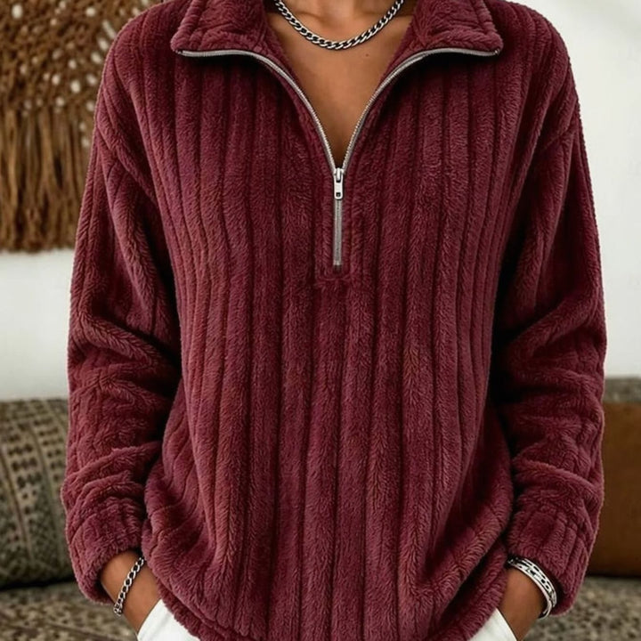 Anna | Women's Plush Ribbed Fleece Quarter-Zip Pullover