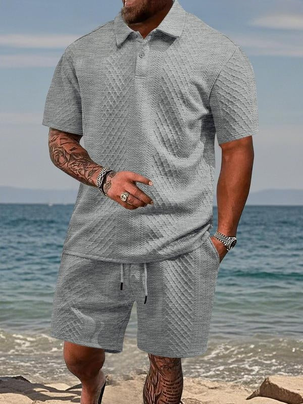 Textured Knit Summer Set for Men - Elena Harper