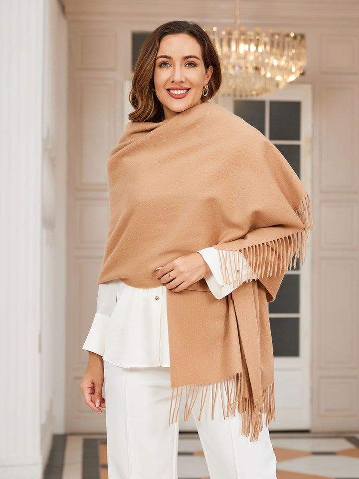 Elegant Soft Women's Wool Scarf with Fringes, view 6 - Elena Harper