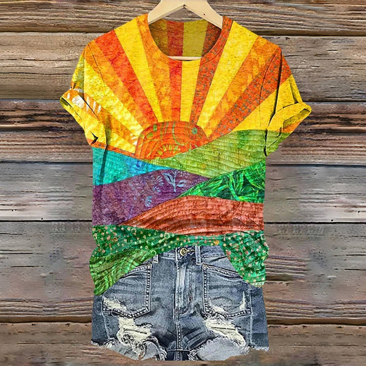 Casual Color Block T-Shirt - Elena Harper
