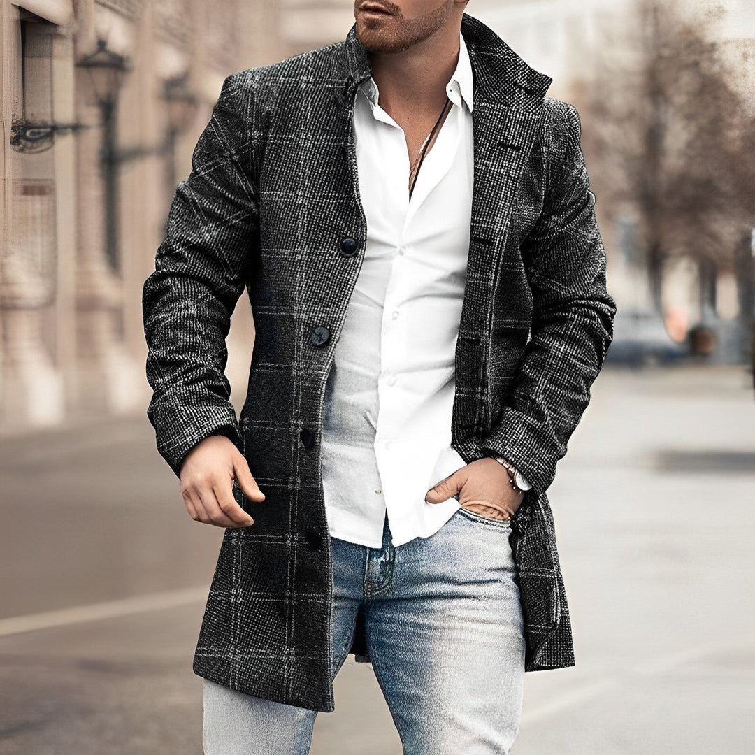 Michael | Men's Classic Long Coat with Button Placket