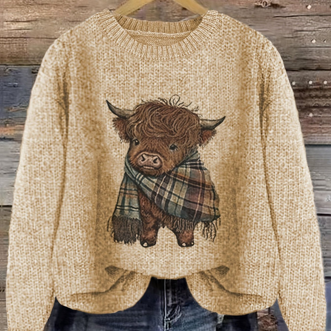 Aurélie - Women's Printed Sweater with Round Neck