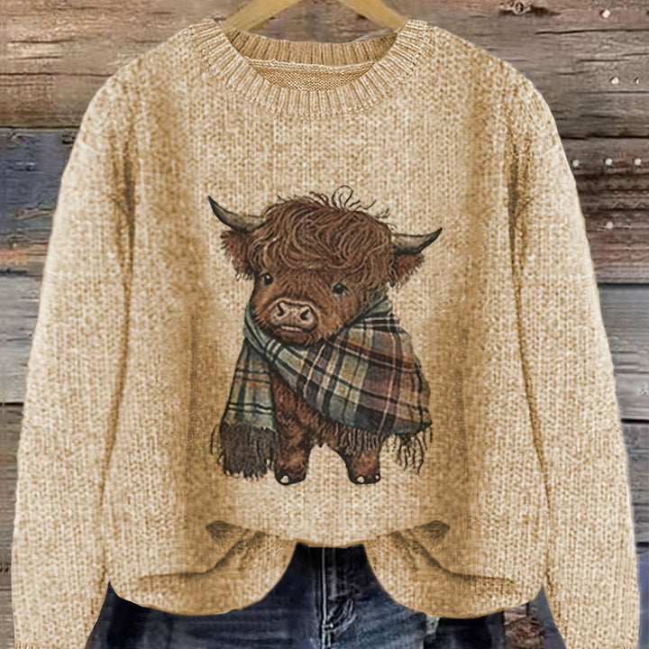 Aurélie - Women's Printed Sweater with Round Neck
