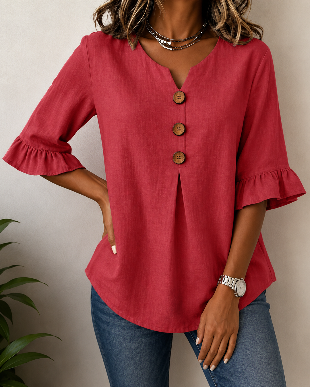 Amelie™ | Belly-Camouflaging Blouse with Buttons