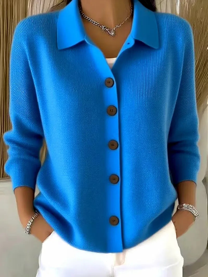 Caroline - Elegant Buttoned Cardigan with Shirt Collar