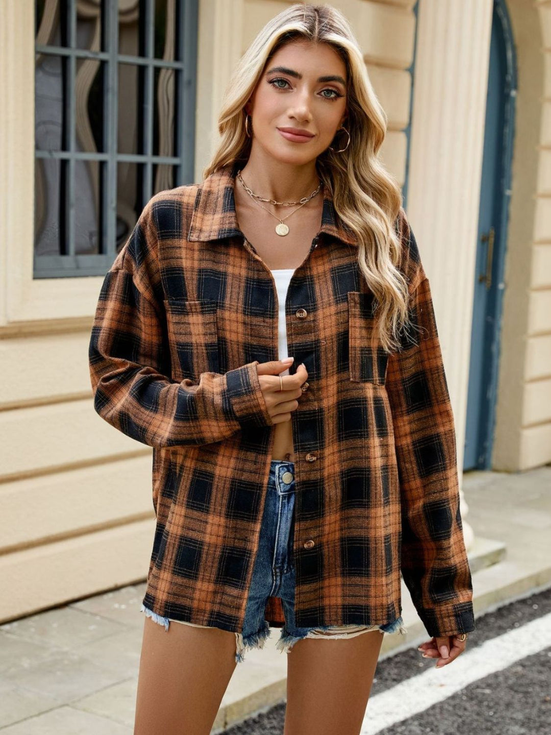 Long Sleeve Checkered Shirt for Women – Casual and Comfortable Everyday Style