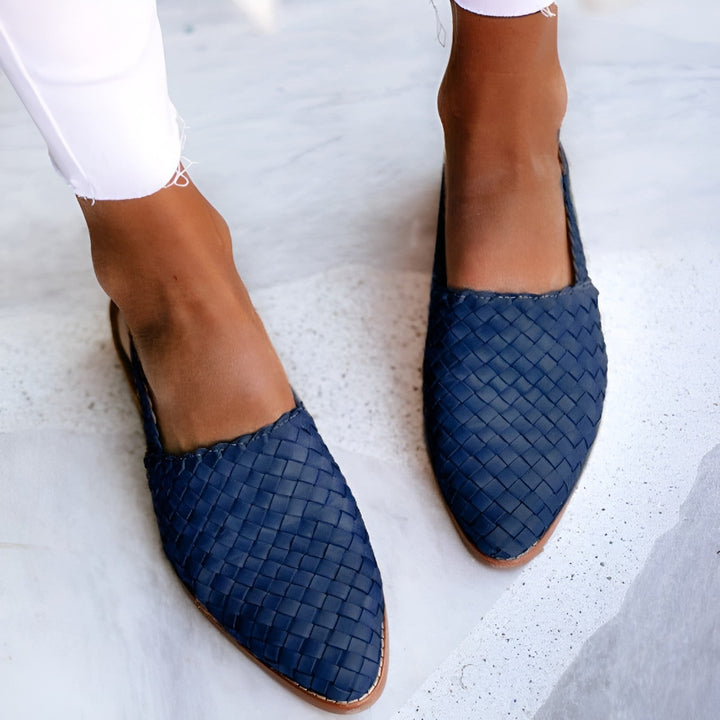 Whisper Elegant Woven Leather Sandals for Women, view 5 - Elena Harper