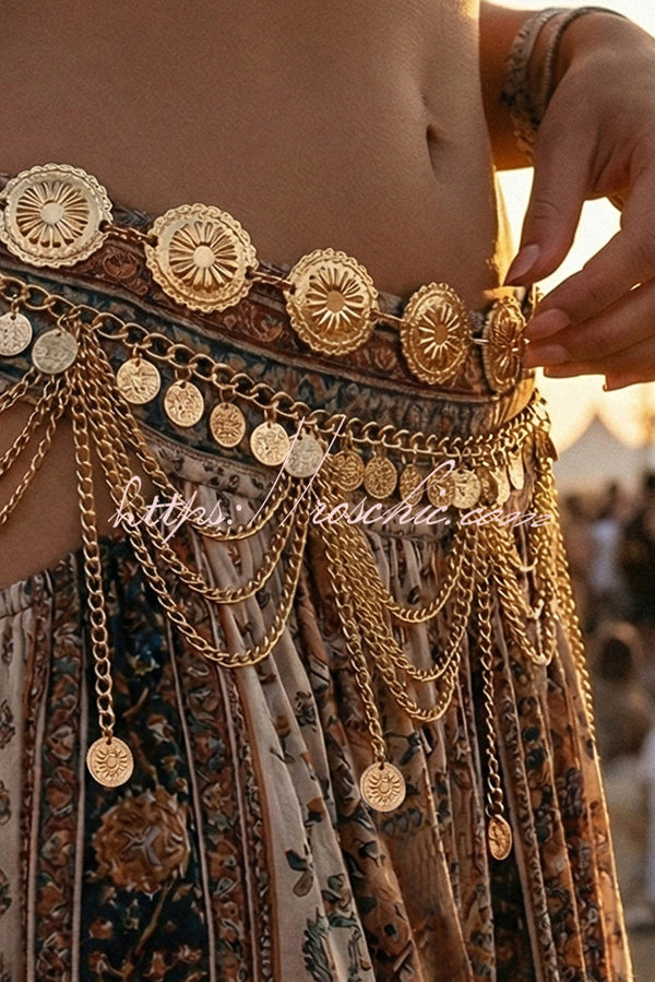 Vintage-style Ethnic Openwork Floral Body Chain