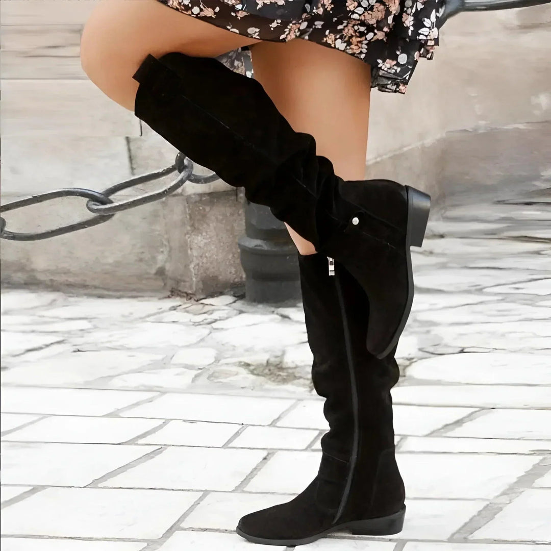 Women's Slouch Knee-High Boots with Side Zip