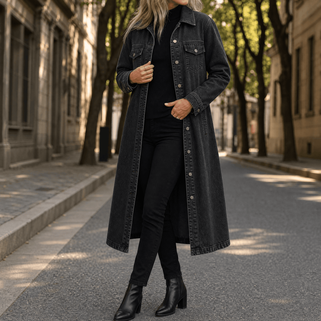 Denara Longline Oversized Denim Coat - Elena Harper