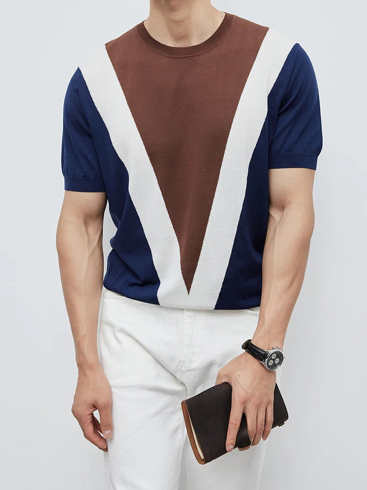 Men's Acetate Blend T-Shirt with Modern Geometric Design - Iván