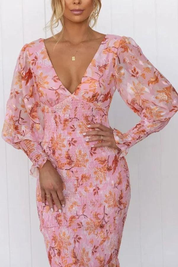 Melissa - Floral Ruffle Midi Dress