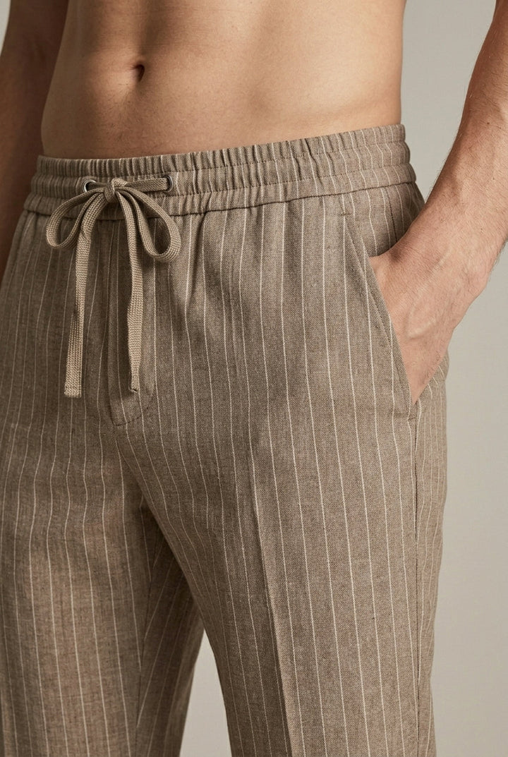 Men's Vertical Pinstripe Tapered Trousers - Smart Casual