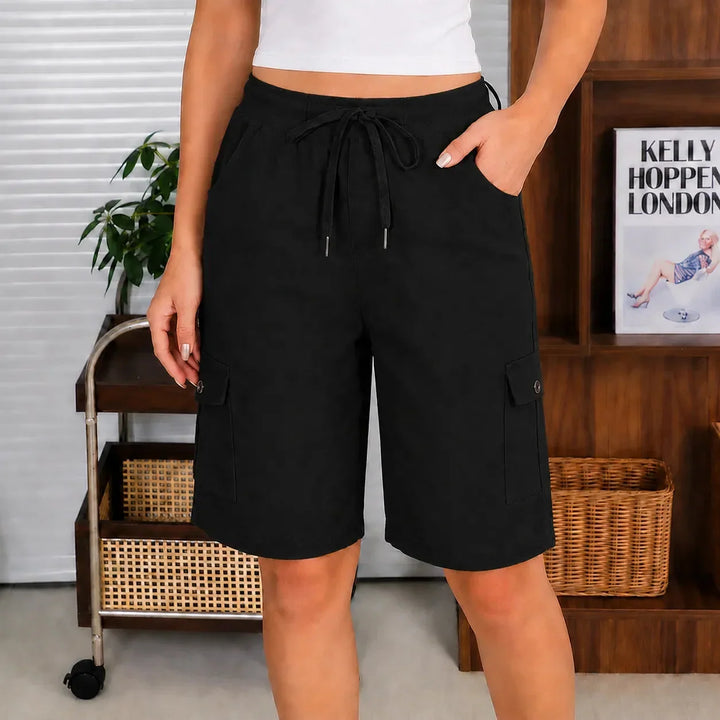 Brevelle Quick-Dry Cargo Shorts for Women with 6 Pockets and Drawstring Waist - Elena Harper