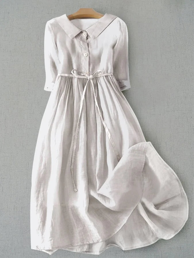 Lux Elegant Half Sleeve Lace-Up Waist Dress - Elena Harper