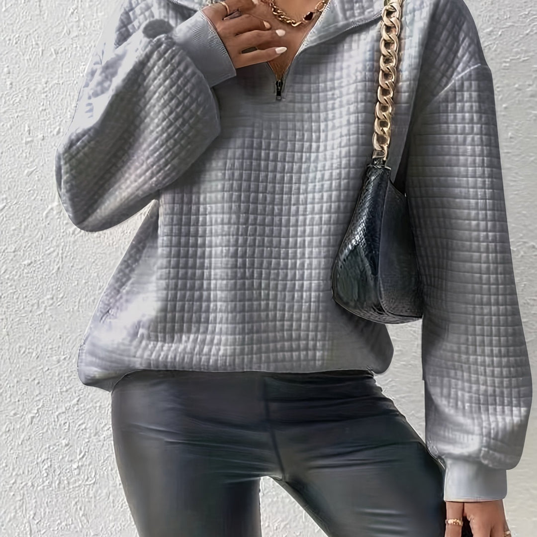 Adelina | Women's Quarter-Zip Textured Sweater with Relaxed Cut
