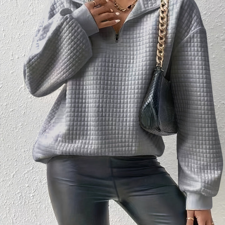 Adelina | Women's Quarter-Zip Textured Sweater with Relaxed Cut