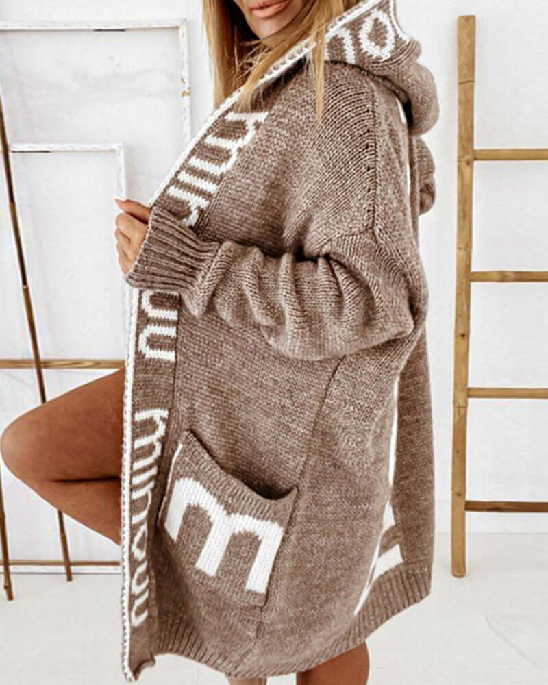 Women's Loose Hooded Cardigan, view 3 - Elena Harper