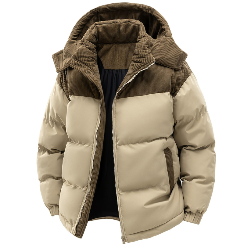 Men's Quilted Hooded Puffer Jacket - Elena Harper