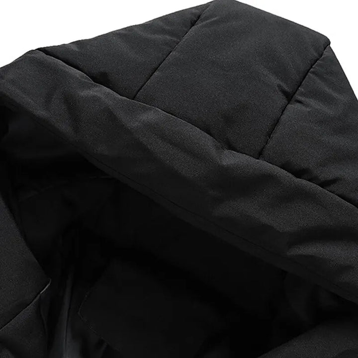 Men's Quilted Hooded Puffer Jacket with Zippered Pockets