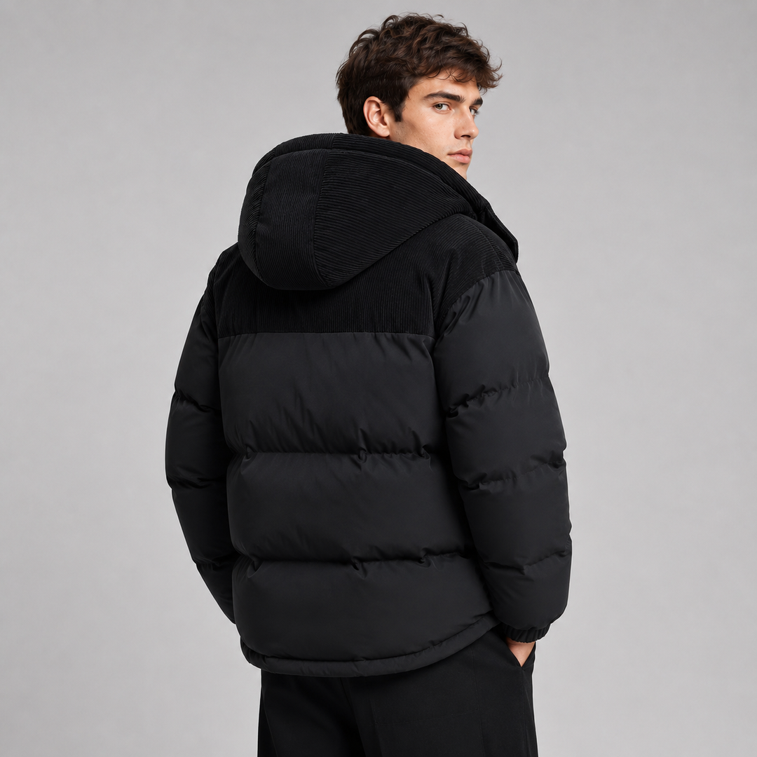 Oversized Quilted Hooded Men's Puffer Jacket - Elena Harper