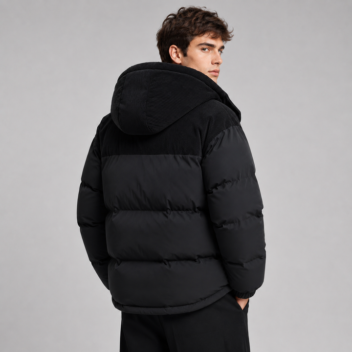 Oversized Quilted Hooded Men's Puffer Jacket - Elena Harper