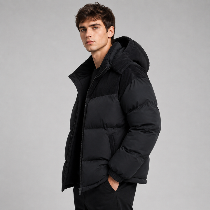 Oversized Quilted Hooded Men's Puffer Jacket - Elena Harper