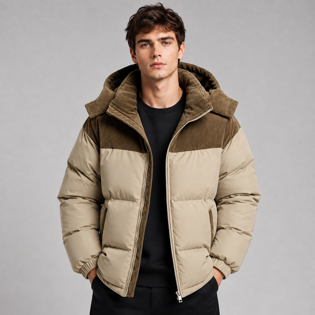 Oversized Quilted Hooded Men's Puffer Jacket - Elena Harper