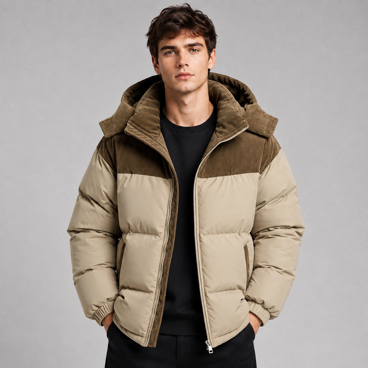 Oversized Quilted Hooded Men's Puffer Jacket - Elena Harper