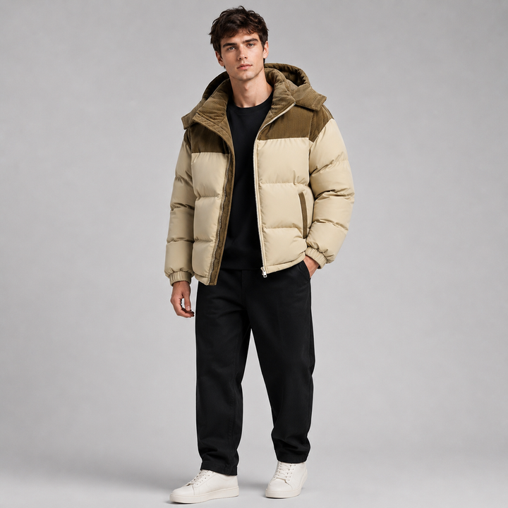 Oversized Quilted Hooded Men's Puffer Jacket - Elena Harper