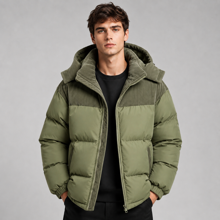 Oversized Quilted Hooded Men's Puffer Jacket - Elena Harper