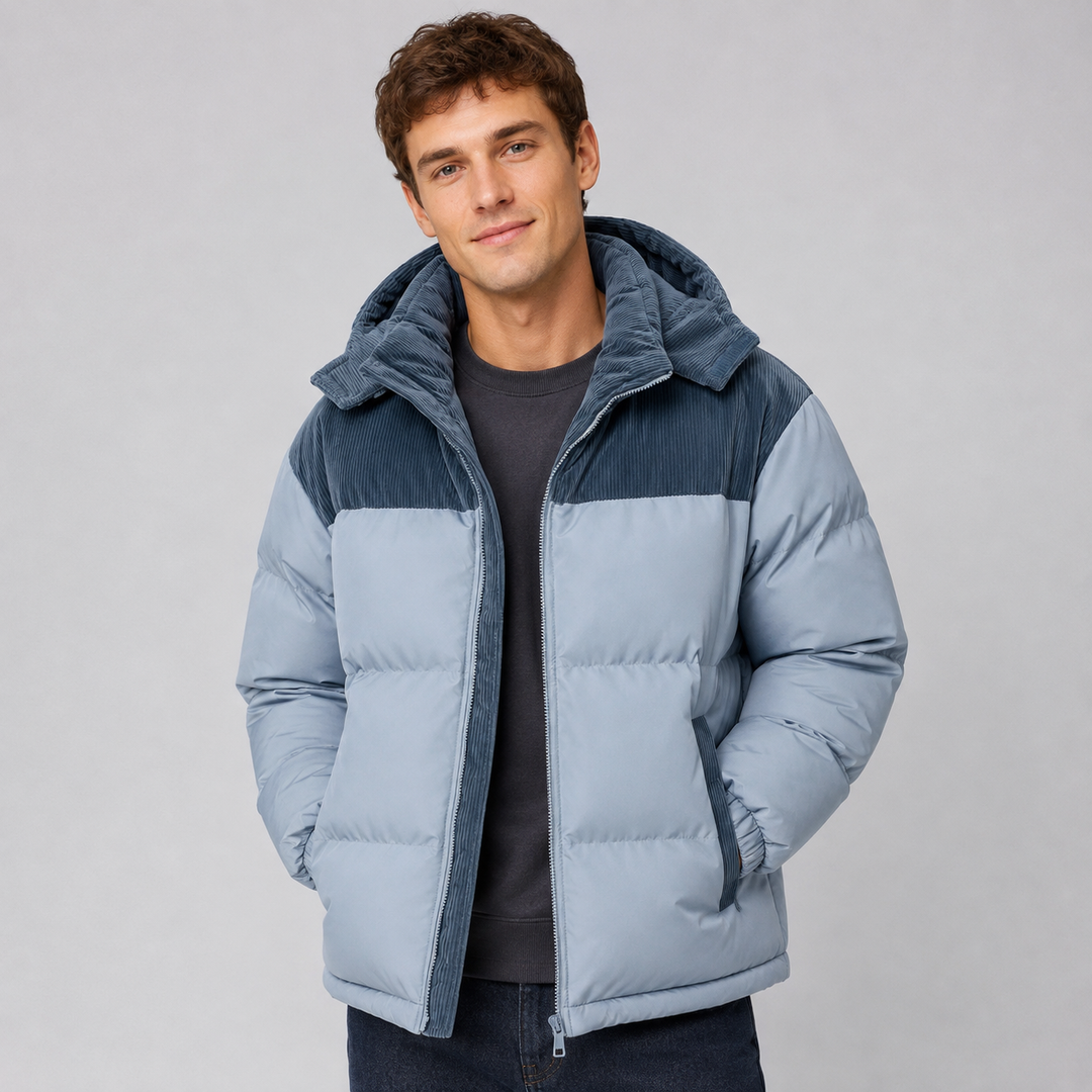 Oversized Quilted Hooded Men's Puffer Jacket - Elena Harper