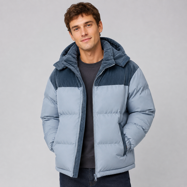 Oversized Quilted Hooded Men's Puffer Jacket - Elena Harper