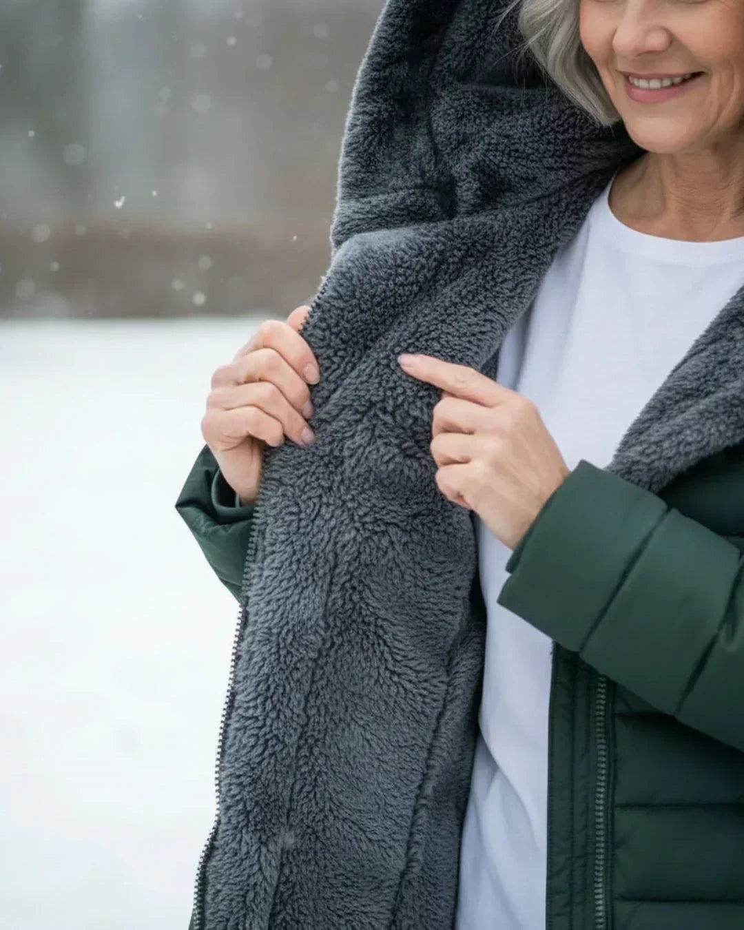 Long Women's Hooded Padded Coat with Flared Cut