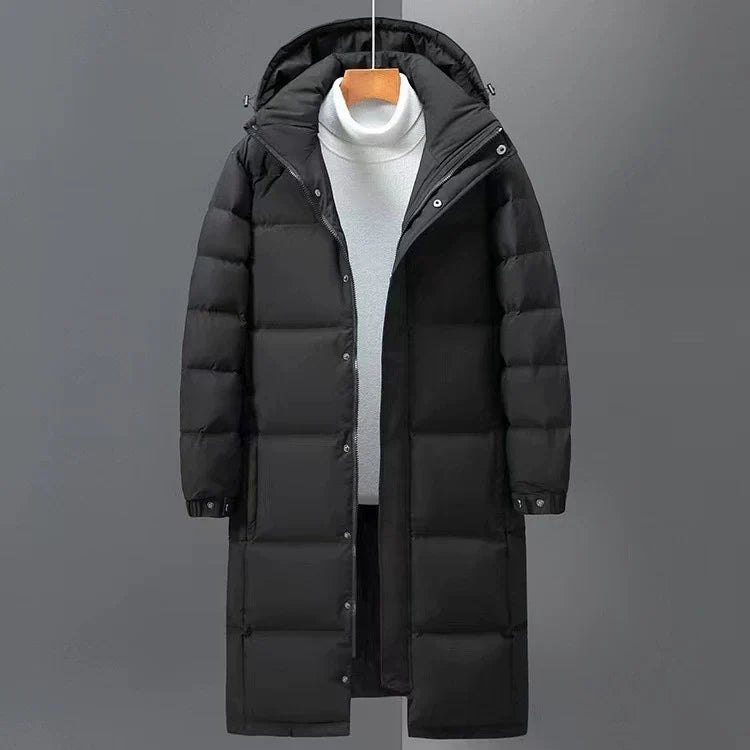 Long Hooded Down Jacket for Men
