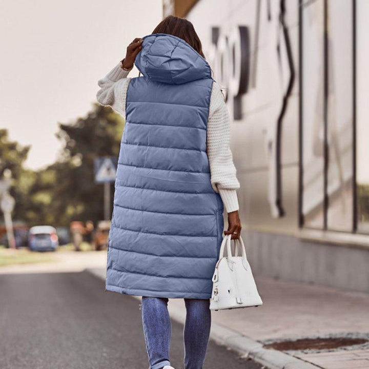 Long Hooded Sleeveless Women's Down Jacket