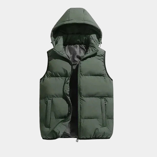 Men's Sleeveless Padded Jacket with Hood
